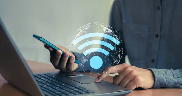Wi-Fi simgesi, sosyal iş iletişimi kavramı