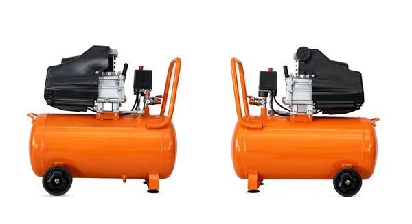 Compressore Aria Arancione Compressore Esterno Compressore Industriale Rosso Fondo Bianco — Foto Stock