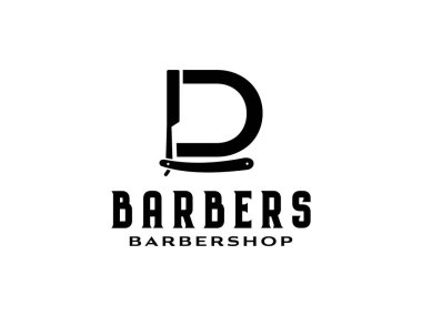 Berber Dükkanı Basit Minimalist Logo Tasarımı Zarif Süslü.
