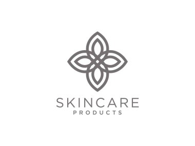 Soyut zarif yapraklı çiçek logosu vektör tasarımı. Evrensel yaratıcı prim sembolü. Zarif mücevher butik vektör işareti