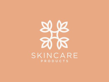 Soyut zarif yapraklı çiçek logosu vektör tasarımı. Evrensel yaratıcı prim sembolü. Zarif mücevher butik vektör işareti