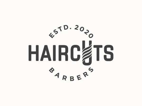 Barbershop Simple Minimalist Logo Design Elegant Ornament — Stock Vector
