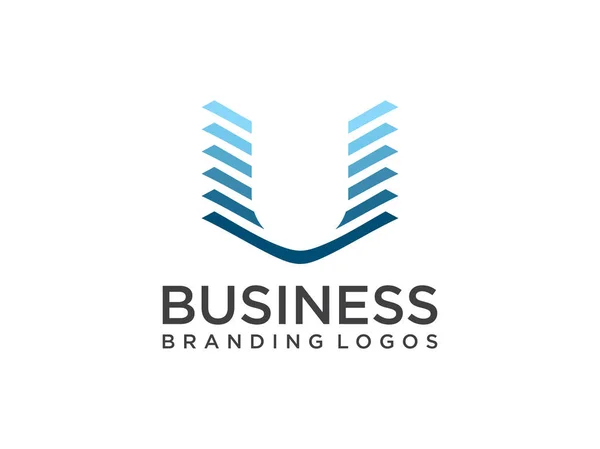 Mavi Çizgiler Tasarımlı Mektup Logosu Satır Harfi Sembol Vektörü Llüstrasyonu — Stok Vektör