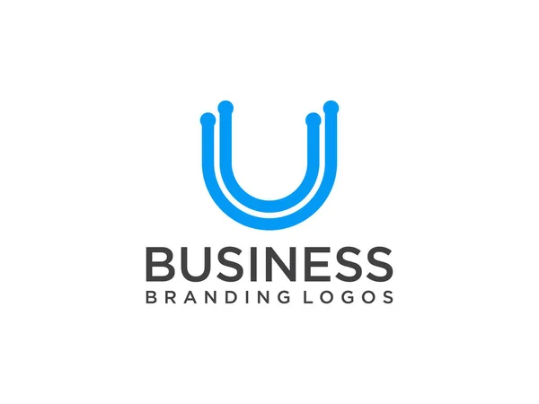 Logo Lettre Avec Conception Lignes Bleues Illustration Vectorielle Symbole Lettre — Image vectorielle
