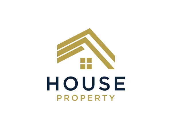 Logo Casa Símbolo Gold House Estilo Lineal Geométrico Aislado Sobre — Vector de stock
