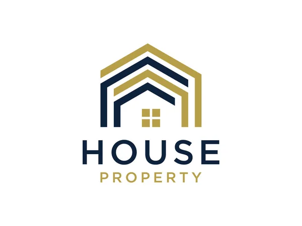 Haus Logo Gold House Symbol Geometric Linear Style Isoliert Auf — Stockvektor