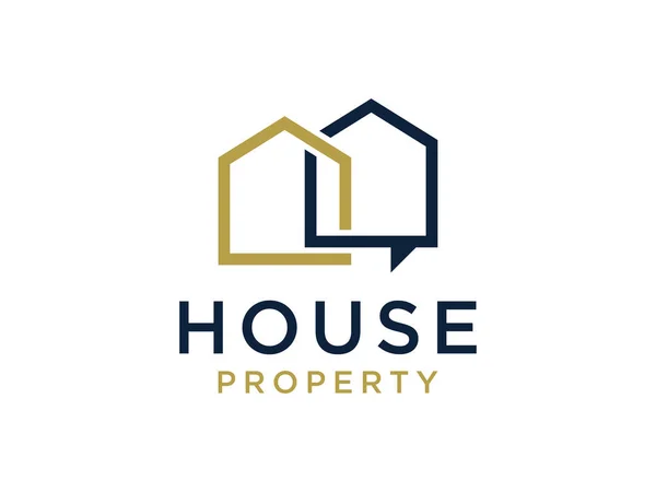 Logo Casa Símbolo Gold House Estilo Lineal Geométrico Aislado Sobre — Vector de stock