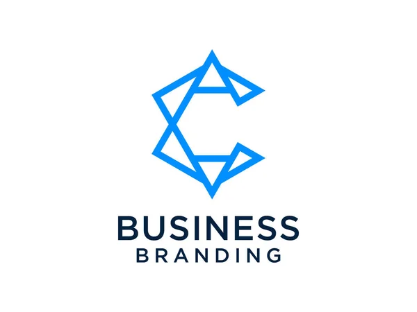 Logotipo Inicial Abstracto Letra Forma Geométrica Azul Estilo Origami Aislado — Vector de stock