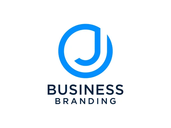 首字母J标志 蓝色剪裁风格独立于白色背景 适用于商业 技术和品牌标识 平面矢量标志设计模板元件 — 图库矢量图片