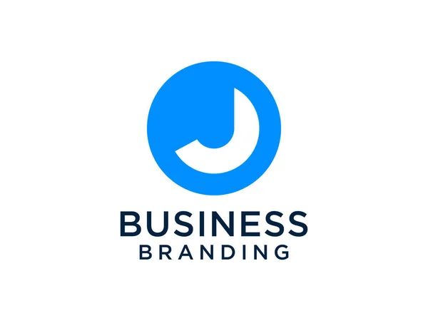 Letra Inicial Abstrato Logo Estilo Corte Azul Isolado Fundo Branco —  Vetores de Stock