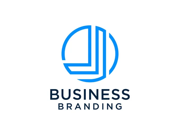 Letra Inicial Abstrato Logo Estilo Corte Azul Isolado Fundo Branco —  Vetores de Stock