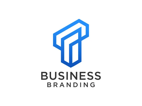 Letra Inicial Abstrata Logo Estilo Linear Azul Isolado Fundo Branco — Vetor de Stock