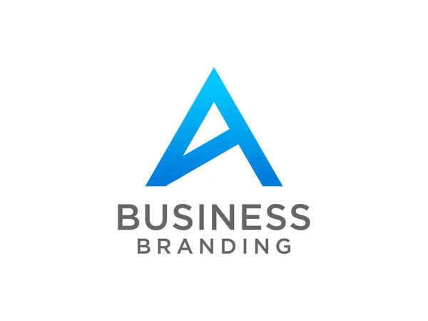頭文字Aのロゴ 青グラデーション幾何学的三角矢印白の背景に隔離された形状 ビジネスおよびテクノロジーのロゴに使用できます フラットベクトルロゴデザインテンプレート要素 — ストックベクタ