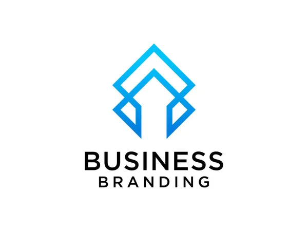 Carta Inicial Logo Gradiente Azul Forma Seta Triângulo Geométrico Isolado — Vetor de Stock