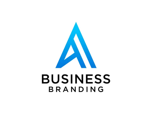 Carta Inicial Logo Forma Flecha Triángulo Geométrico Gradiente Azul Aislada — Vector de stock