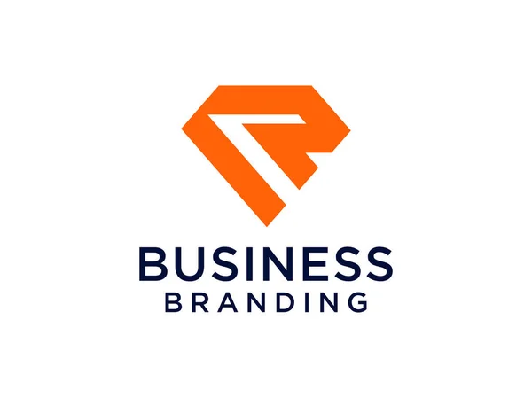 Lettera Iniziale Moderna Logo Forma Geometrica Arancione Isolata Sfondo Bianco — Vettoriale Stock