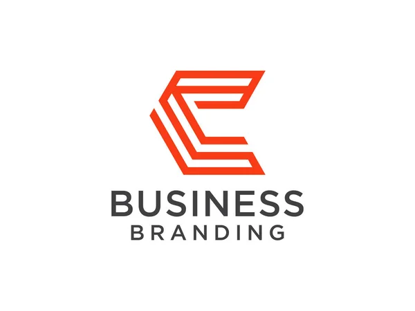 Abstract Eerste Letter Logo Orange Line Style Geïsoleerd Witte Achtergrond — Stockvector