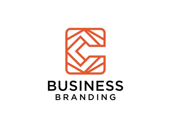 Abstract Eerste Letter Logo Orange Line Style Geïsoleerd Witte Achtergrond — Stockvector