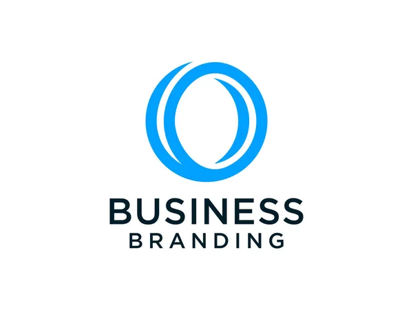 Abstract Letra Inicial Logo Estilo Ondas Circulares Azuis Utilizável Para — Vetor de Stock