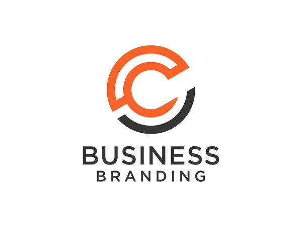Abstract Letra Inicial Logo Orange Line Style Isolado Fundo Branco —  Vetores de Stock
