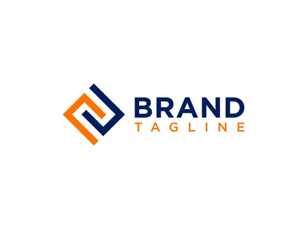 Abstracte Letter Logo Orange Square Line Afgerond Geïsoleerd Witte Achtergrond — Stockvector