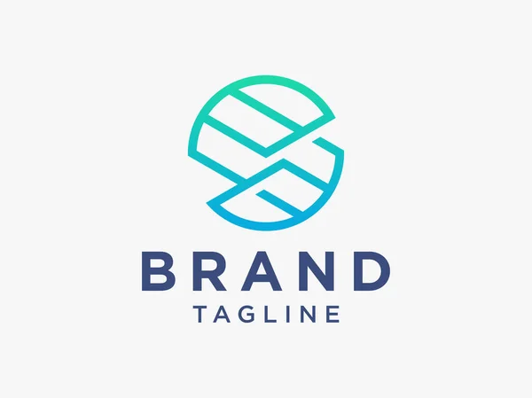 Abstraktes Initial Letter Logo Blue Style Isoliert Auf Weißem Hintergrund — Stockvektor