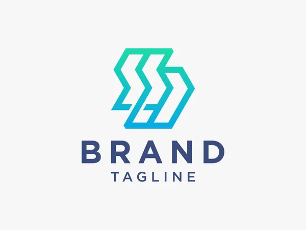 Abstract Letra Inicial Logo Estilo Azul Isolado Fundo Branco Utilizável — Vetor de Stock