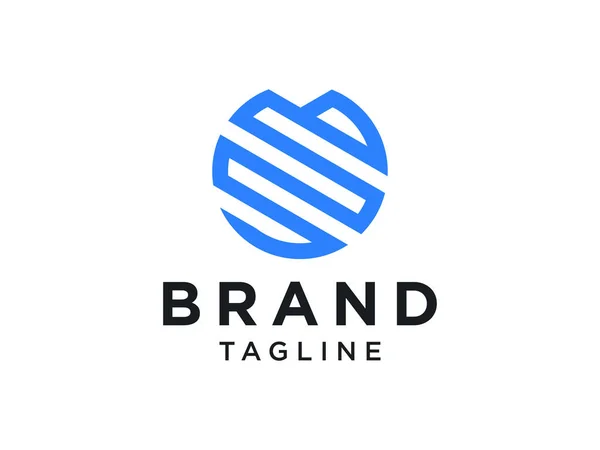 Abstraktes Initial Letter Logo Blue Geometric Origami Style Verwendbar Für — Stockvektor