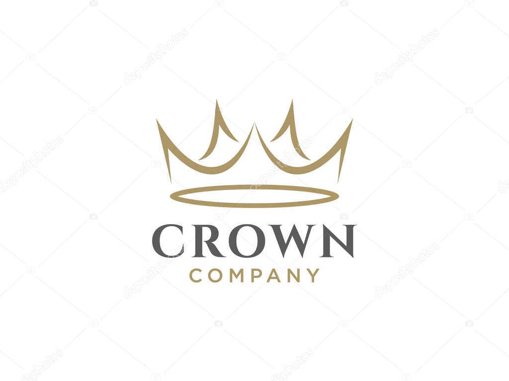 Creative king and queen crowns symbols or logo elements. Set of Geometric vintage crown.