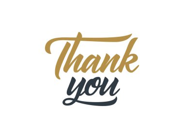 Beyaz Arkaplanda Altın Renkli Kaligrafi 'ye Teşekkür Ederim. Tebrik kartları için vektör illüstrasyonu. Düz Dekoratif Tasarım Şablonu Elemanı