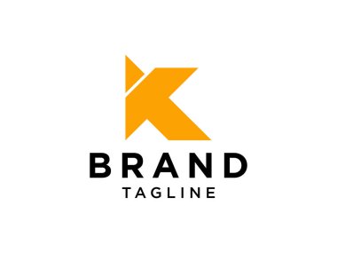 K harfinin baş harfi logo. Sarı Harf Kaligrafi Tarzı. İş, Güzellik ve Moda Logoları için kullanılabilir. Düz Vektör Logo Tasarım Şablonu Elemanı