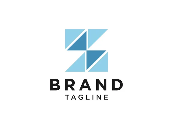 Résumé Lettre Initiale Logo Forme Géométrique Bleue Origami Style Isolé — Image vectorielle