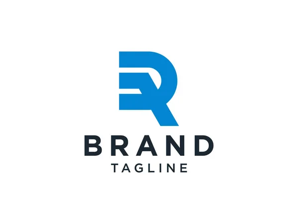 Résumé Lettre Initiale Logo Style Origami Arrondi Linéaire Bleu Isolé — Image vectorielle