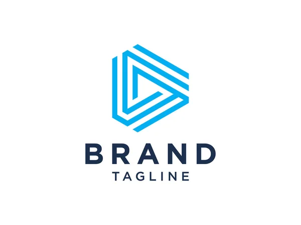 Abstract Letra Inicial Logo Blue Rounded Line Isolado Fundo Branco —  Vetores de Stock