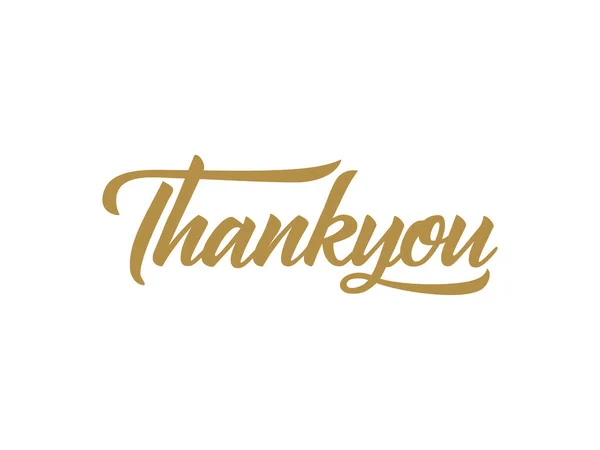 Thank You Text Lettering Calligraphy Gold Color Isolated White Background — Stock Vector