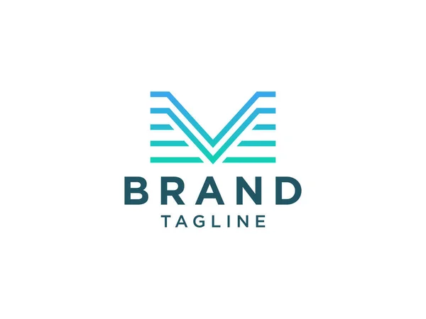 Résumé Lettre Initiale Logo Style Arrondi Linéaire Bleu Isolé Sur — Image vectorielle