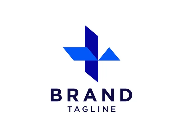 Kesehatan Logo Medis Ikon Kesehatan Gaya Origami Salib Biru Elemen - Stok Vektor