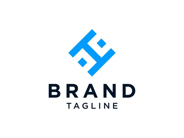 Letra Inicial Abstrata Logo Estilo Linha Geométrica Azul Utilizável Para —  Vetores de Stock