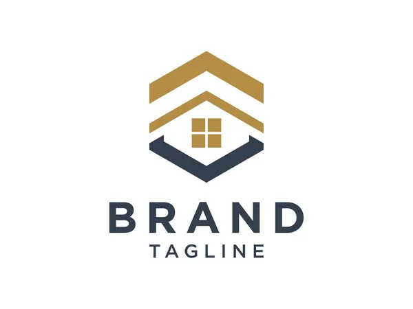 Logo Immobiliare Oro Nero Edilizia Architettura Edificio Logo Design Template — Vettoriale Stock