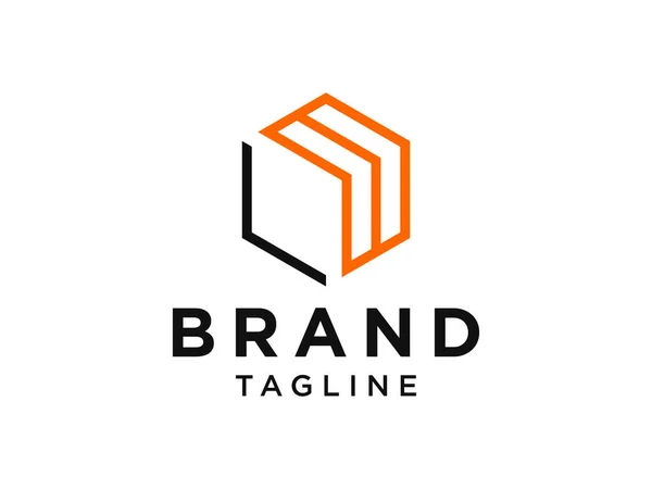Pfeil Nach Oben Logo Line Orange Geometrische Linie Pfeilform Mit — Stockvektor