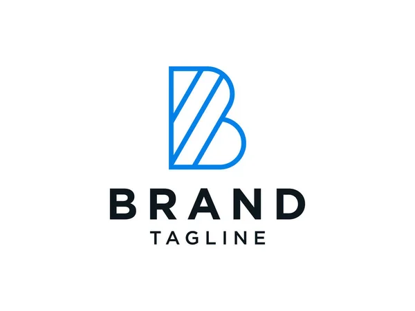 Logo Iniziale Della Lettera Forma Blu Con Spazio Negativo Freccia — Vettoriale Stock