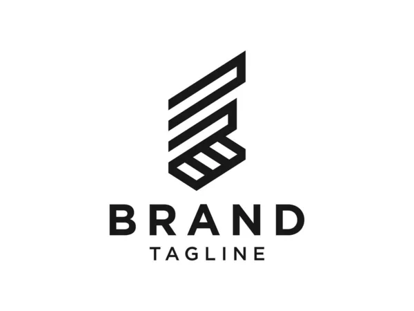 Lettera Iniziale Logo Stile Origami Geometrico Nero Isolato Sfondo Bianco — Vettoriale Stock