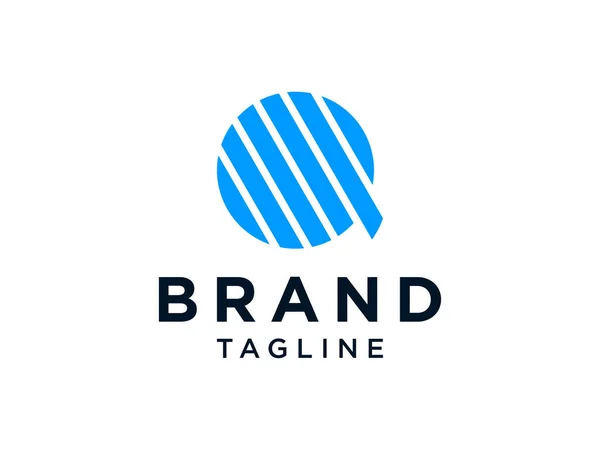 Логотип Начального Буквы Blue Ellipse Style Linked Line Liquid Изолированный — стоковый вектор