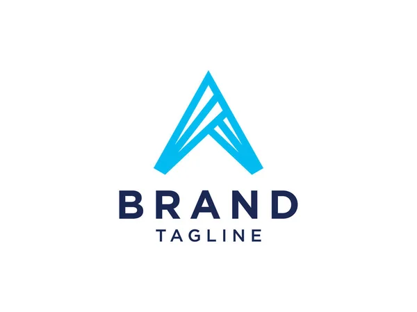 首字母A标志 在白色背景下隔离的蓝色几何三角形圆山符号 可用于品牌标识 平面矢量标志设计模板元件 — 图库矢量图片