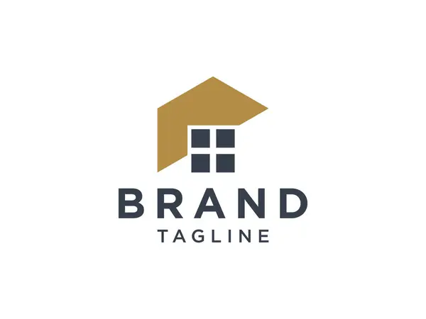 Logo Immobiliare Oro Nero Edilizia Architettura Edificio Logo Design Template — Vettoriale Stock