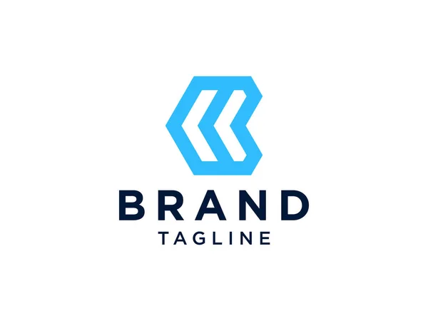 Lettre Initiale Logo Bleu Lettrage Calligraphie Style Isolé Sur Fond — Image vectorielle