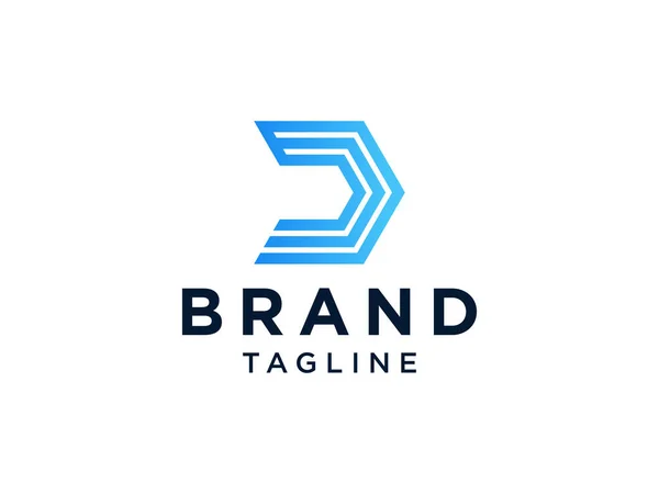 Αφηρημένο Αρχικό Γράμμα Logo Μπλε Γραμμικό Στυλ Απομονωμένο Λευκό Φόντο — Διανυσματικό Αρχείο