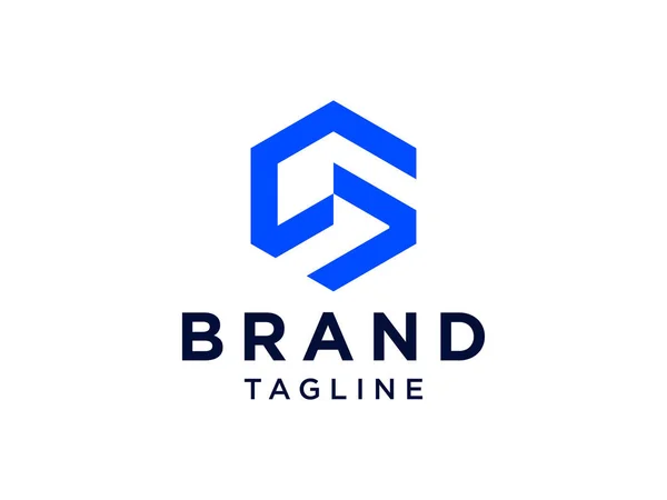 Letra Inicial Logo Linha Hexagonal Geométrica Azul Isolada Fundo Branco —  Vetores de Stock