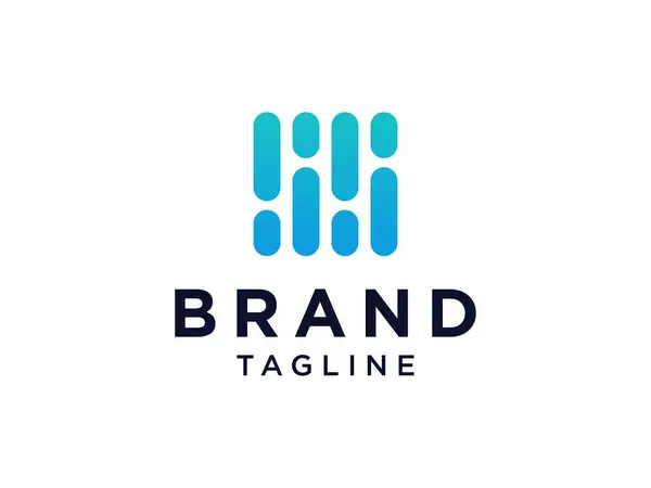 Sederhana Huruf Logo Blue Monogram Linear Rounded Style Dengan Linked - Stok Vektor