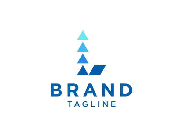 Basit Harfli Harfi Logosu Mavi Işık Monogram Geometrik Stili Beyaz — Stok Vektör